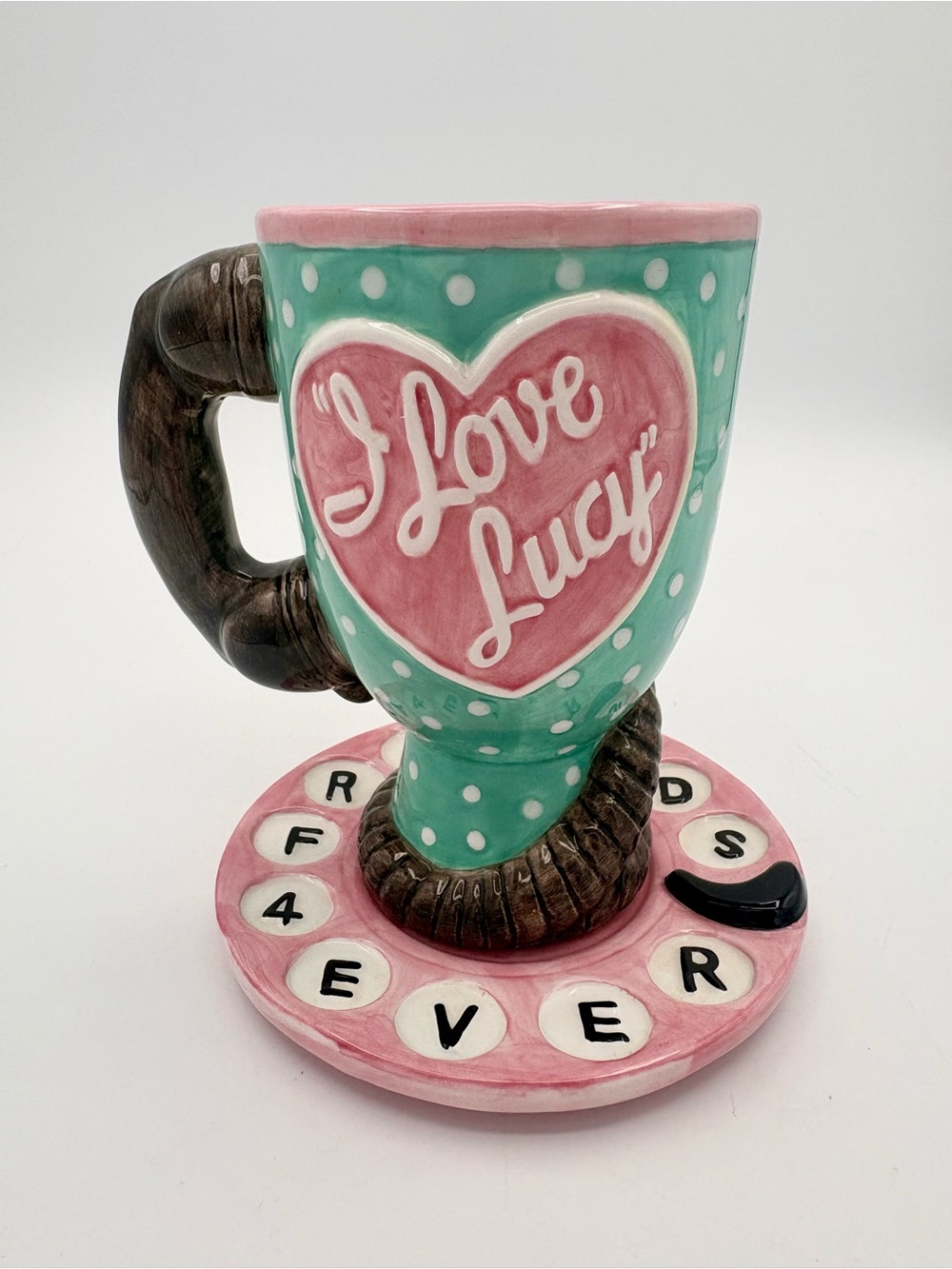 I Love Lucy Cup Saucer Rotary Telephone Retro Polka Dot Collectible Memorabilia